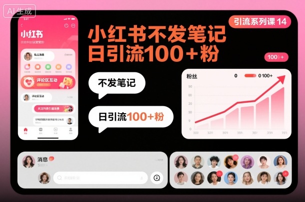 引流系列课14：小红书不发笔记日引流100+粉-摇钱树